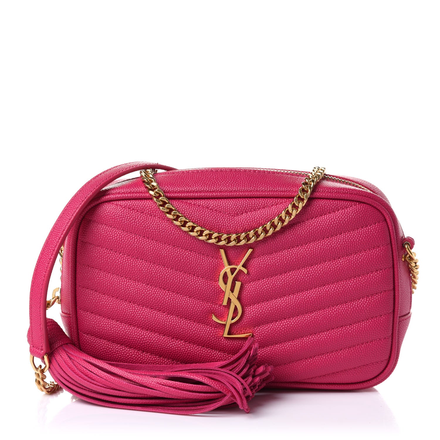 Saint Laurent Grain De Poudre Matelasse Monogram Mini Lou Camera Bag Fuchsia 1 of 11
