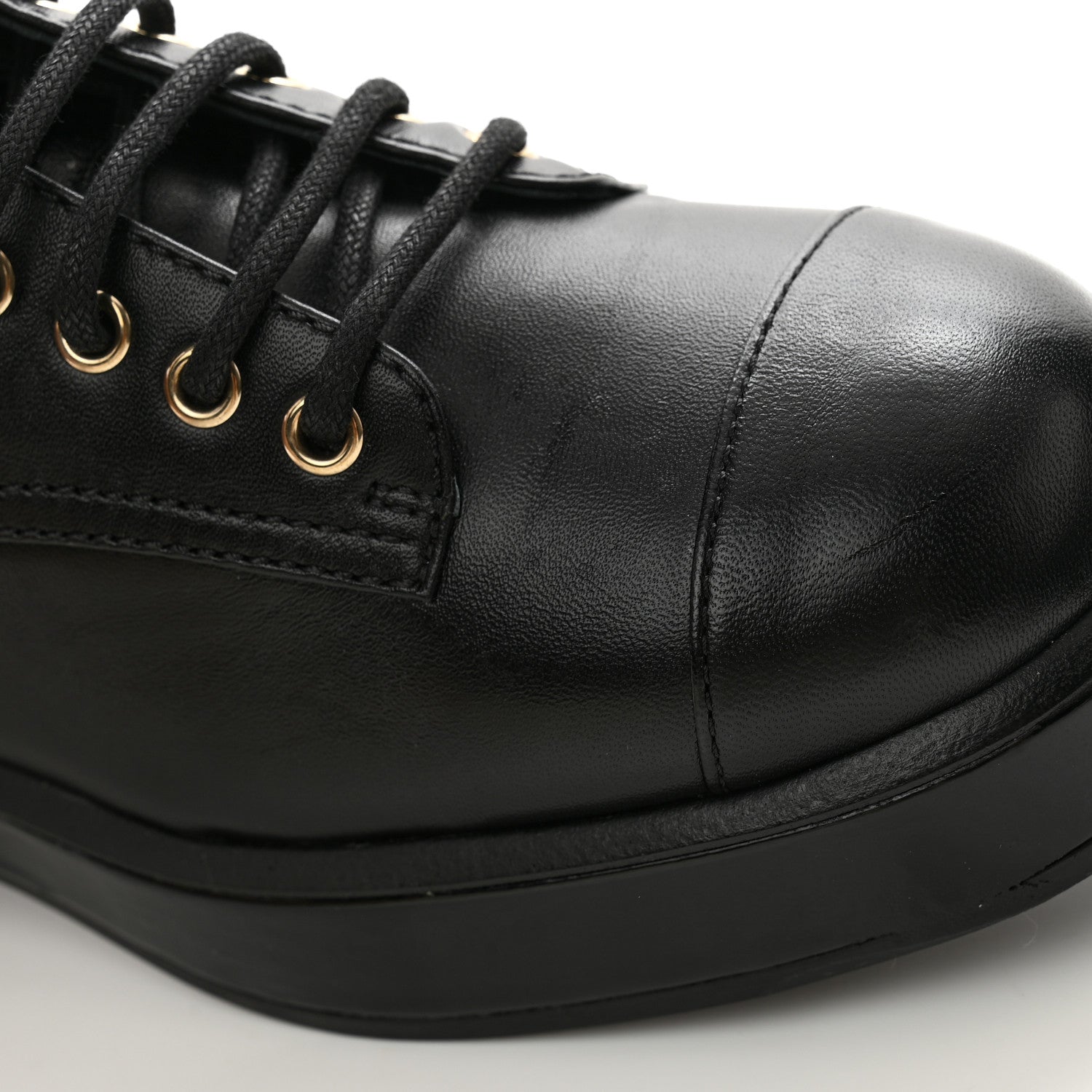 Chanel Lambskin Patent Calfskin Quilted CC Lace Up Combat Boots 37 Black 10 of 12