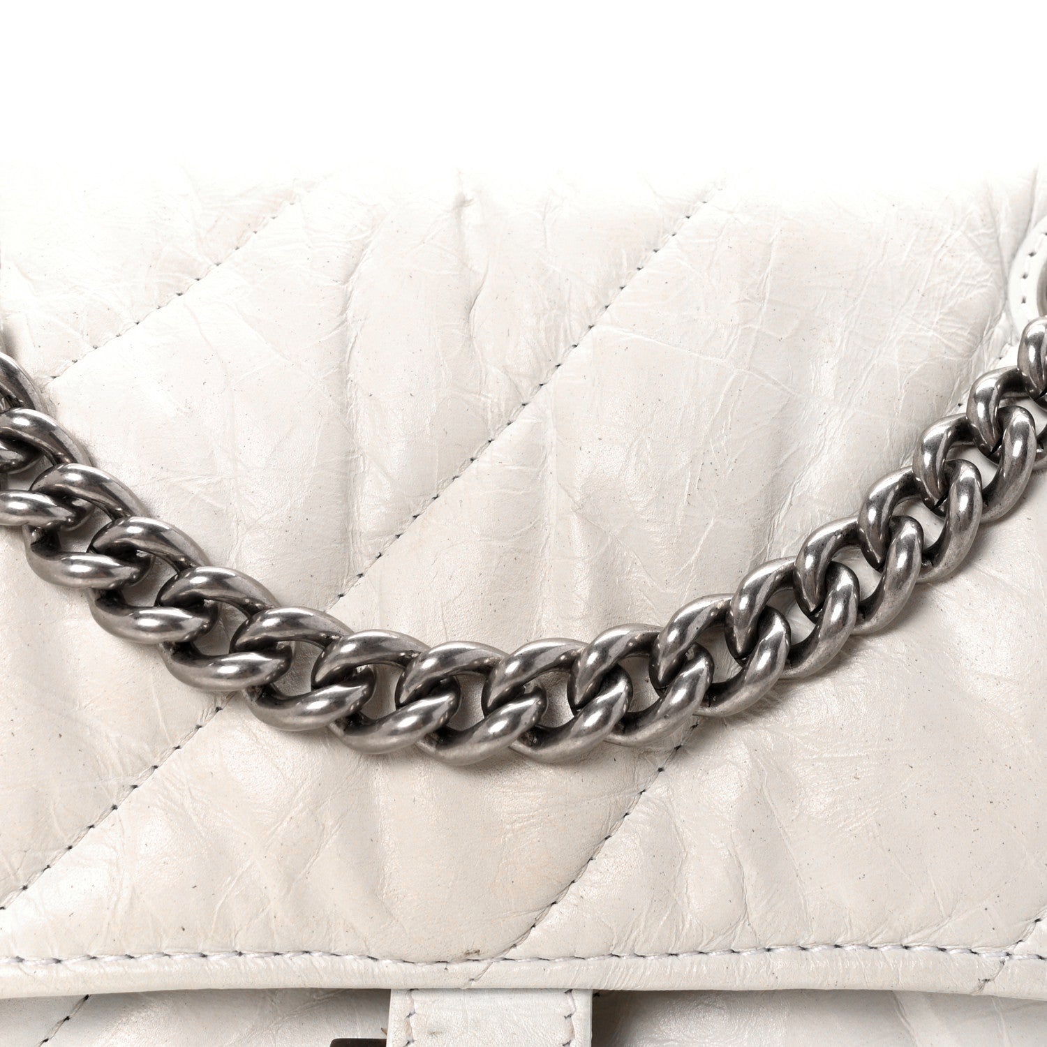 Balenciaga Crushed Calfskin Quilted Small Crush Chain Bag Optic White 7 of 9