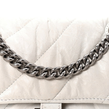 Balenciaga Crushed Calfskin Quilted Small Crush Chain Bag Optic White 7 of 9