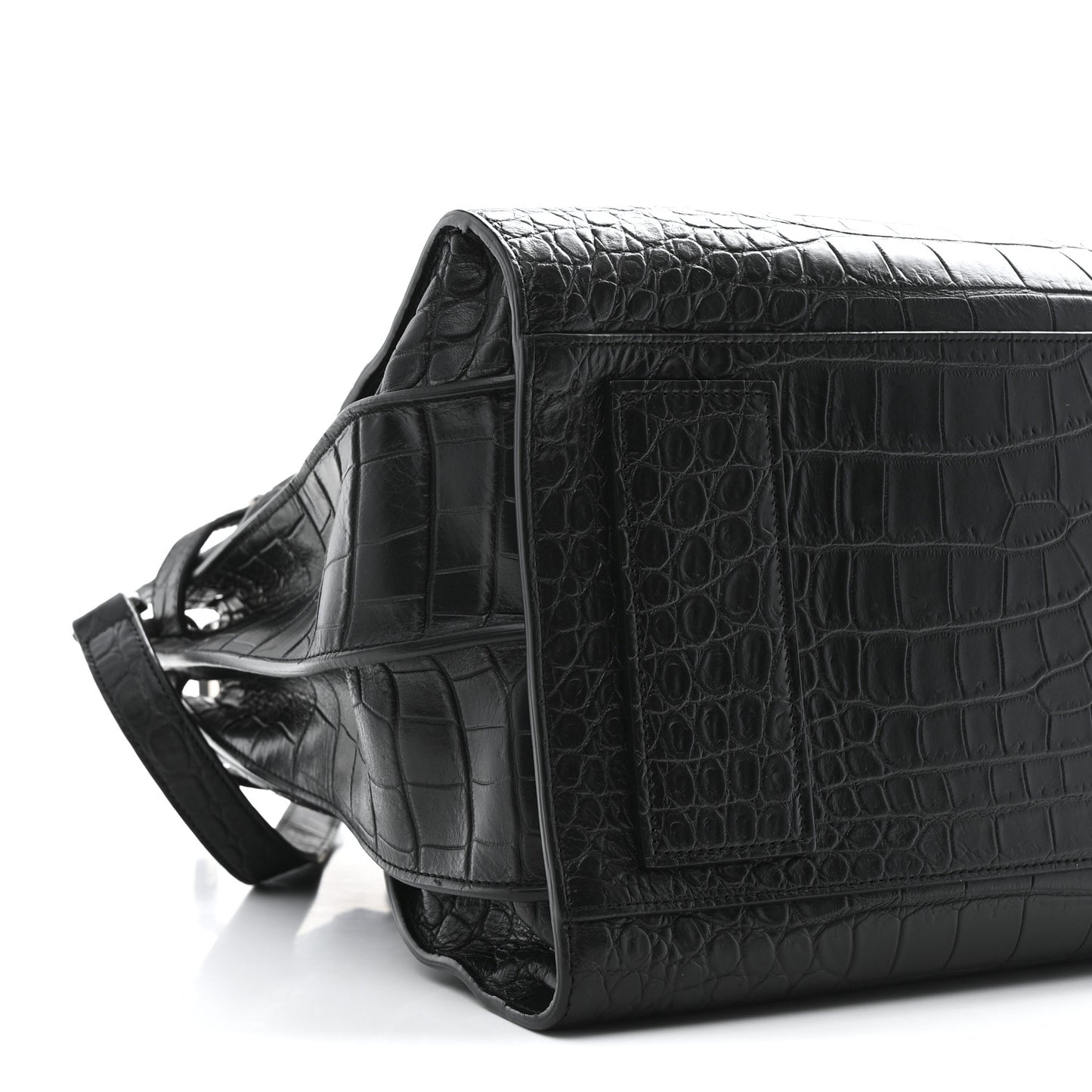 Calfskin Crocodile Embossed Large Souple Sac De Jour Black