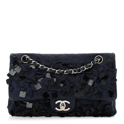 Chanel Satin Paillette Sequin Quilted Medium Single Flap Navy 1 of 15