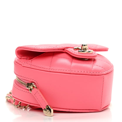 Chanel Lambskin Quilted CC In Love Heart Waist Belt Bag With Chain Pink 4 of 11