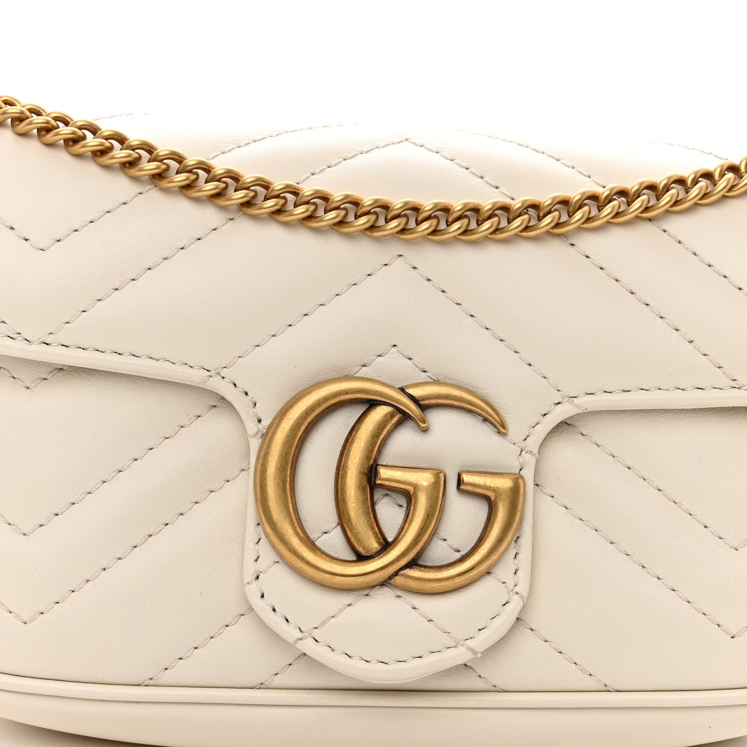 Gucci Calfskin Matelasse Super Mini GG Marmont Shoulder Bag White 8 of 10