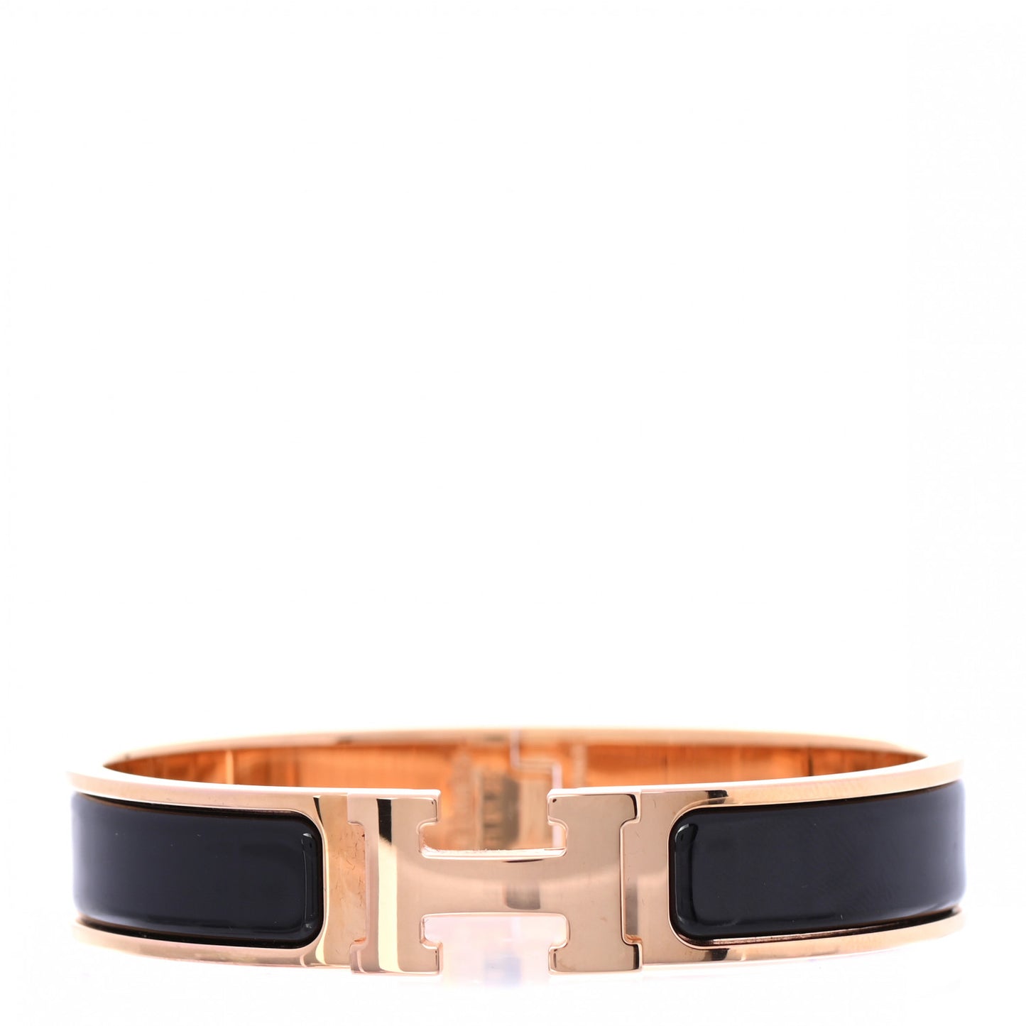Enamel Narrow Clic Clac H Bracelet PM Black