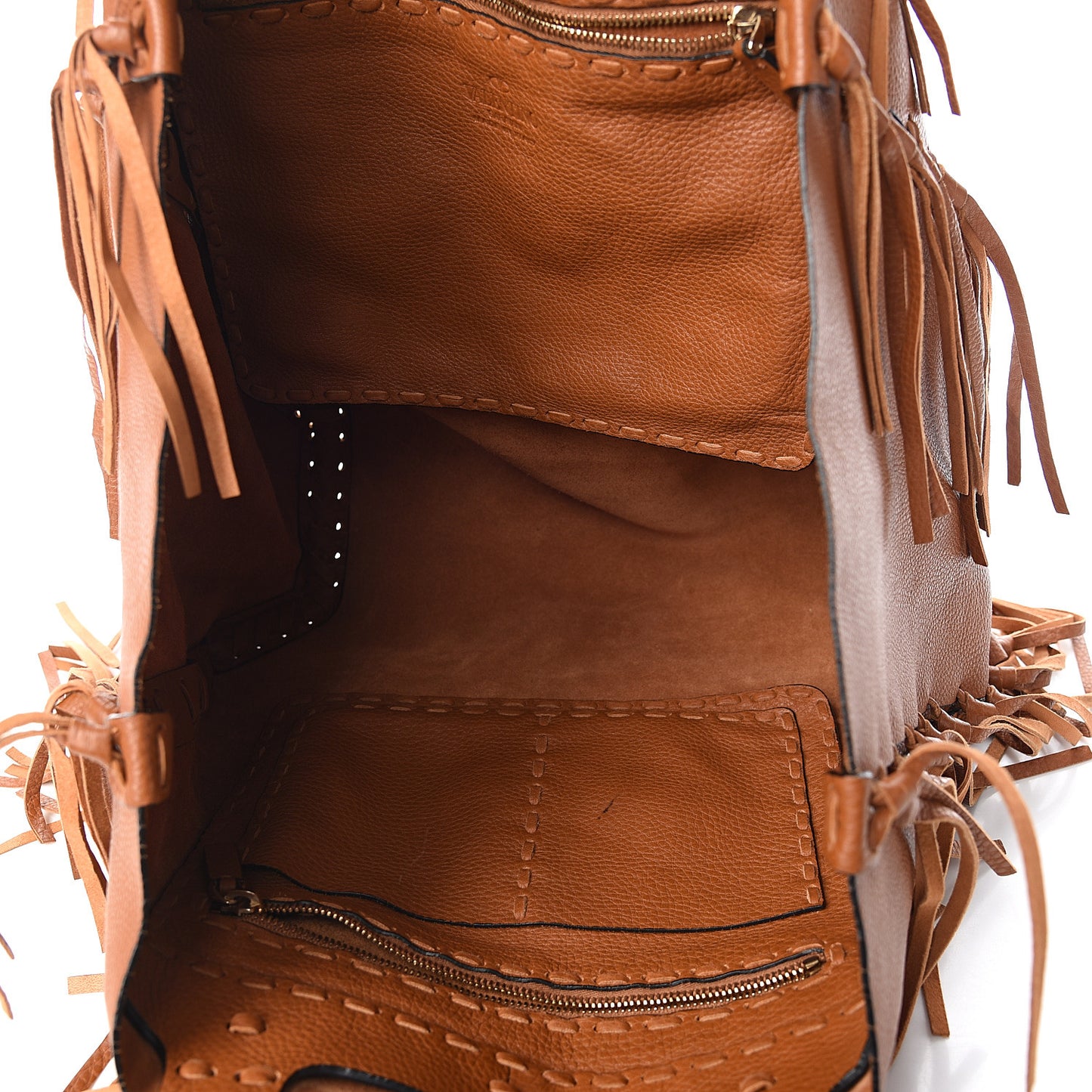 Grained Calfskin C-Rockee Fringe Tote Light Cuir
