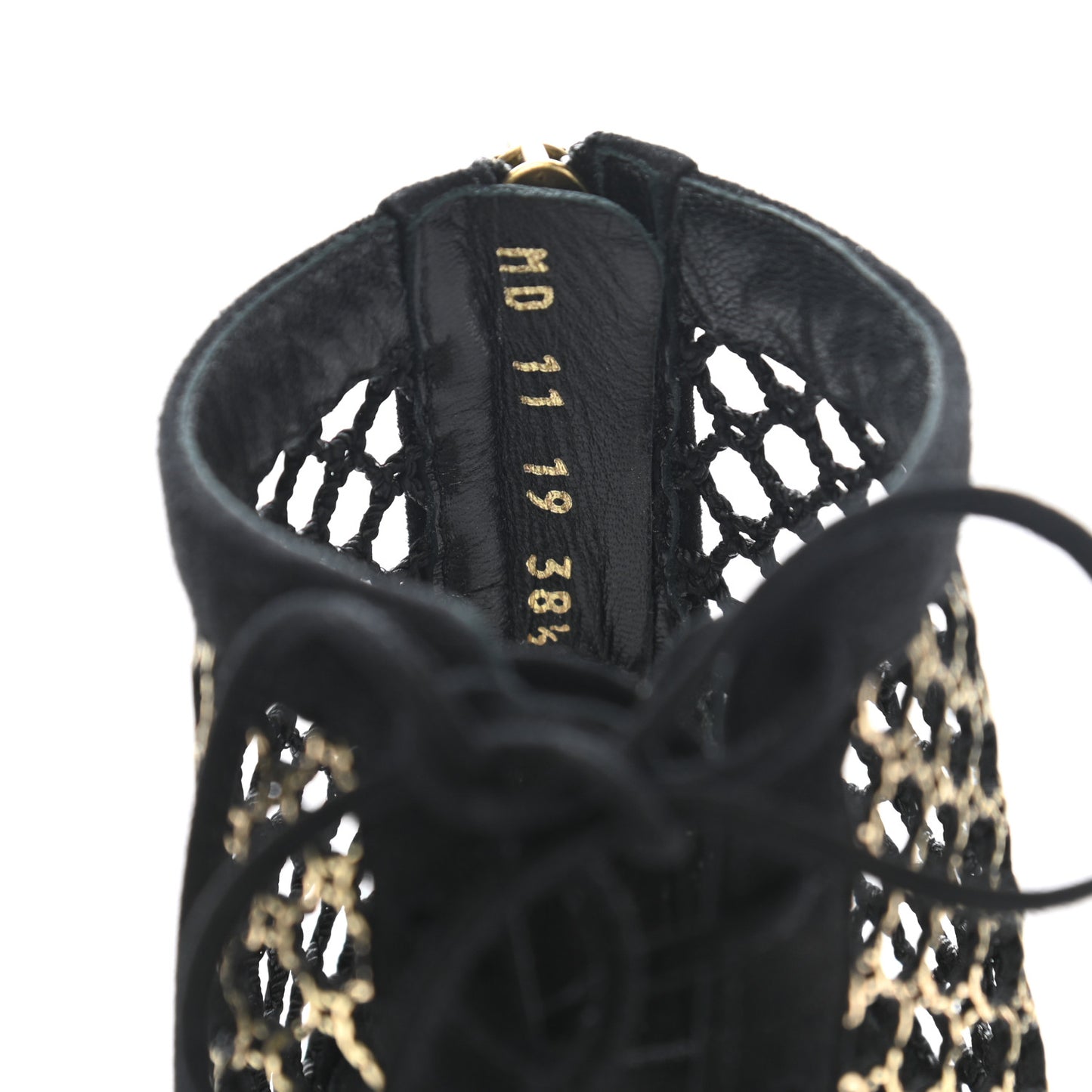 Suede Laminated Resille Naughtily-D 30mm Ankle Boots 38.5 Black Gold