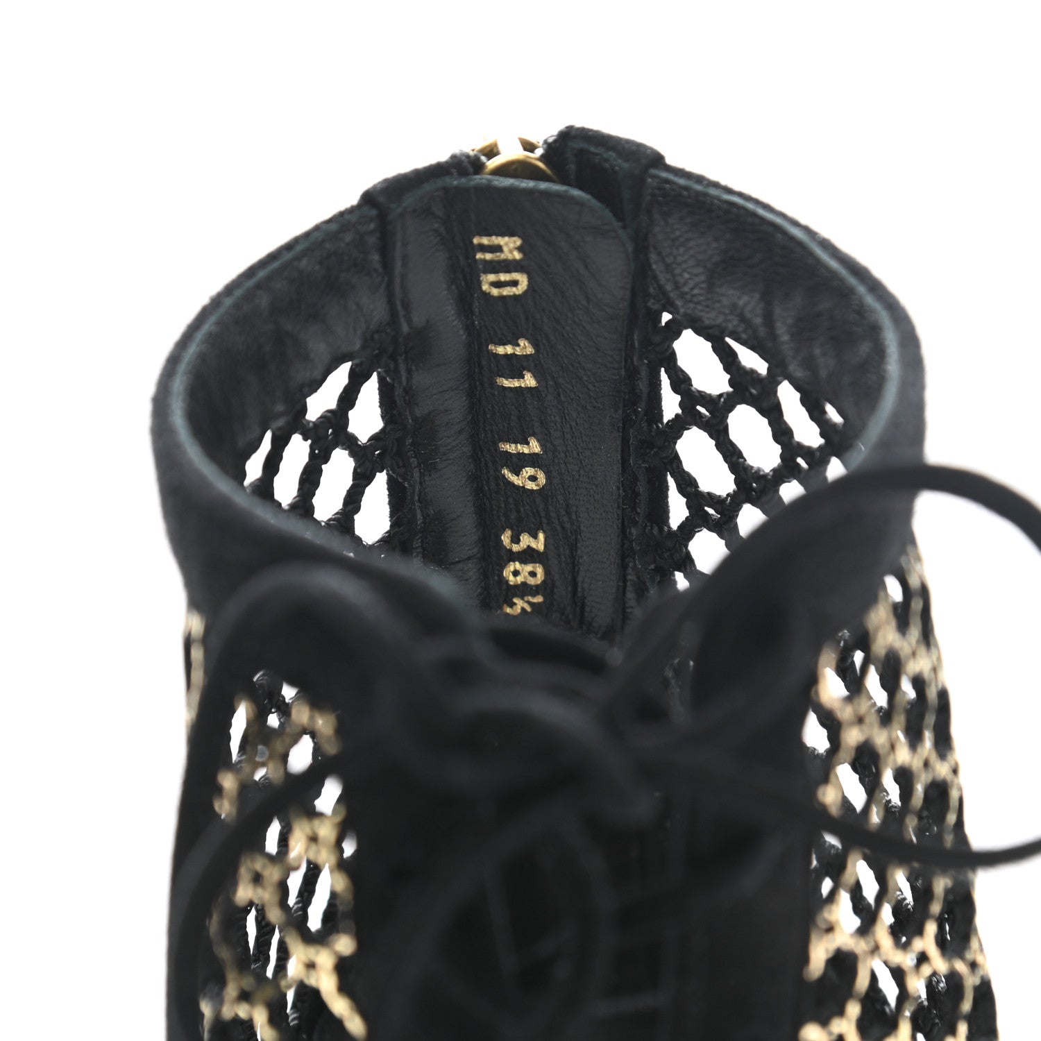 Christian Dior Suede Laminated Resille Naughtily-D 30mm Ankle Boots 38.5 Black Gold 8 of 10