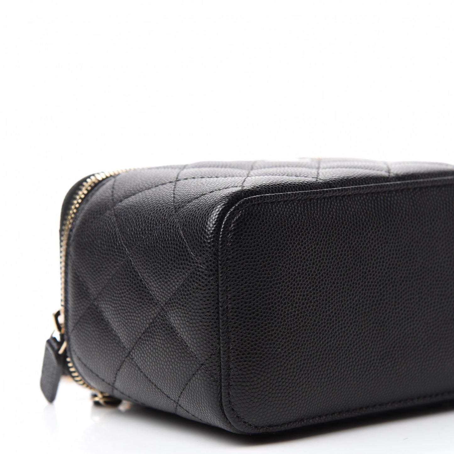 Caviar Quilted Small Vanity Case With Chain Black