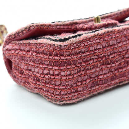 Chanel Tweed Quilted Mini Rectangular Flap Pink Red Multicolor 6 of 9