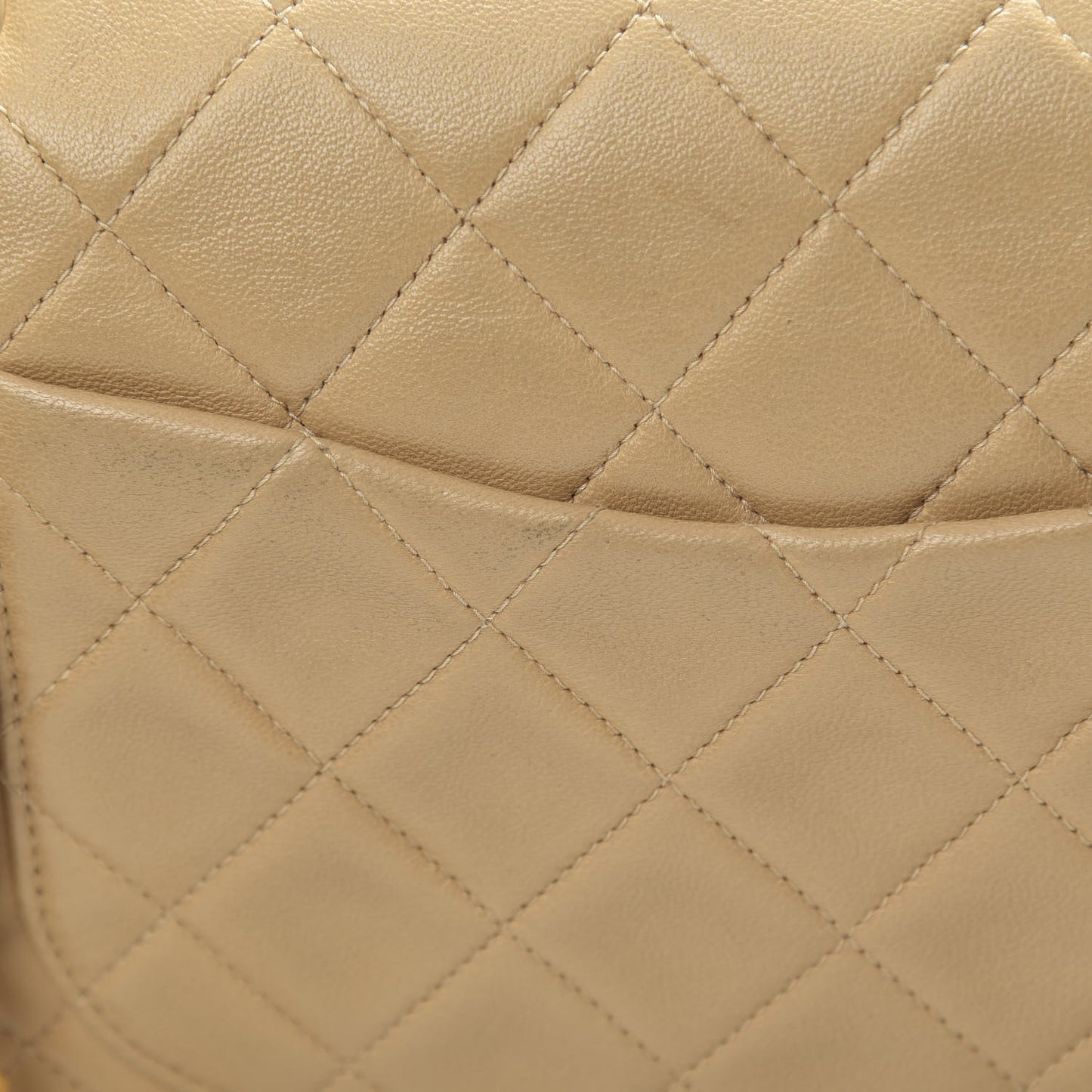 Lambskin Quilted Medium Double Flap Beige