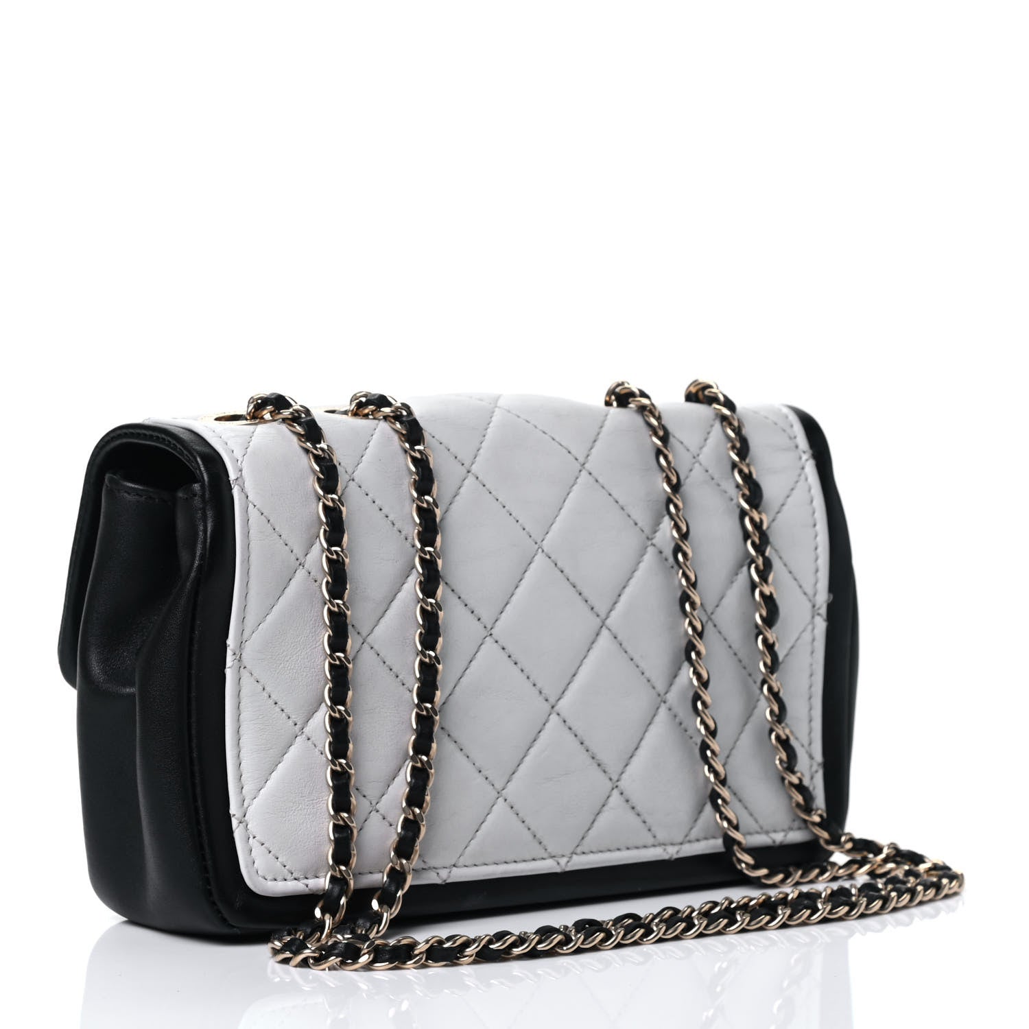 Chanel Lambskin Quilted Small Graphic Flap White Black 2 of 4
