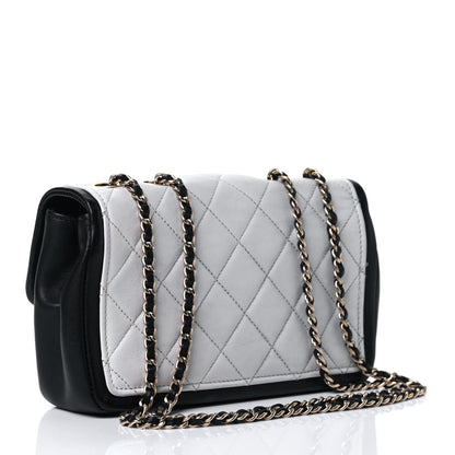 Chanel Lambskin Quilted Small Graphic Flap White Black 2 of 4