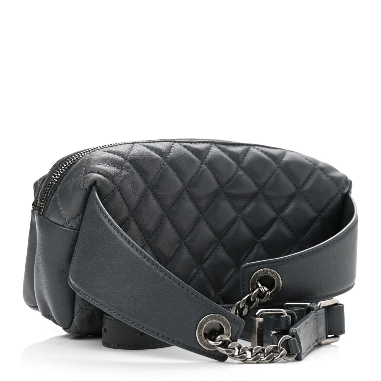 Calfskin Quilted Waist Bag Dark Grey