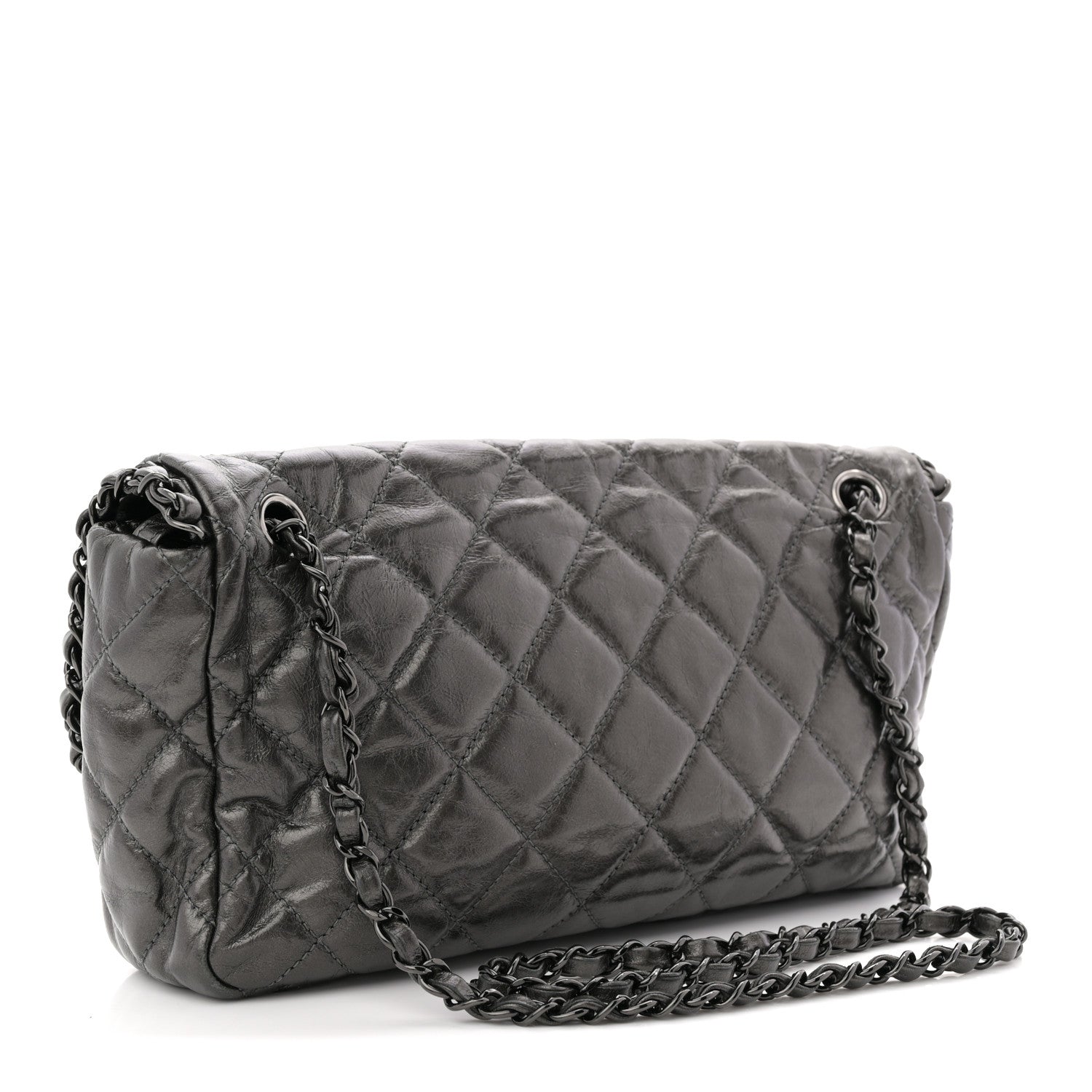 Chanel Metallic Calfskin Quilted Medium Chain Me Flap Grey 3 of 10