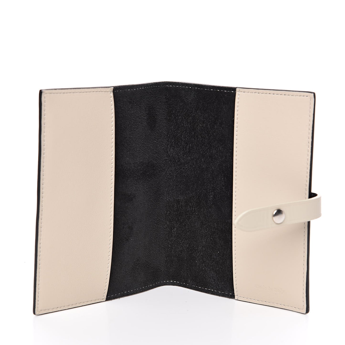 Grained Calfskin Strap Passport Cover Black Chalk