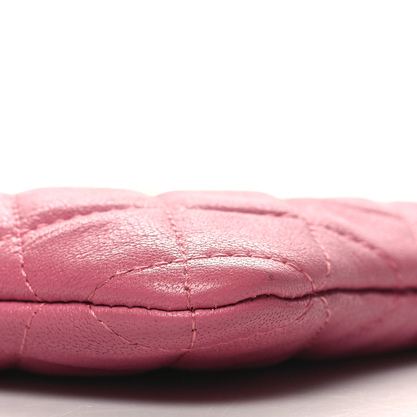 Sheepskin Quilted Large Vintage Mademoiselle Cosmetic Case Dark Pink