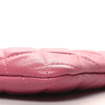 Chanel Sheepskin Quilted Large Vintage Mademoiselle Cosmetic Case Dark Pink 10 of 11