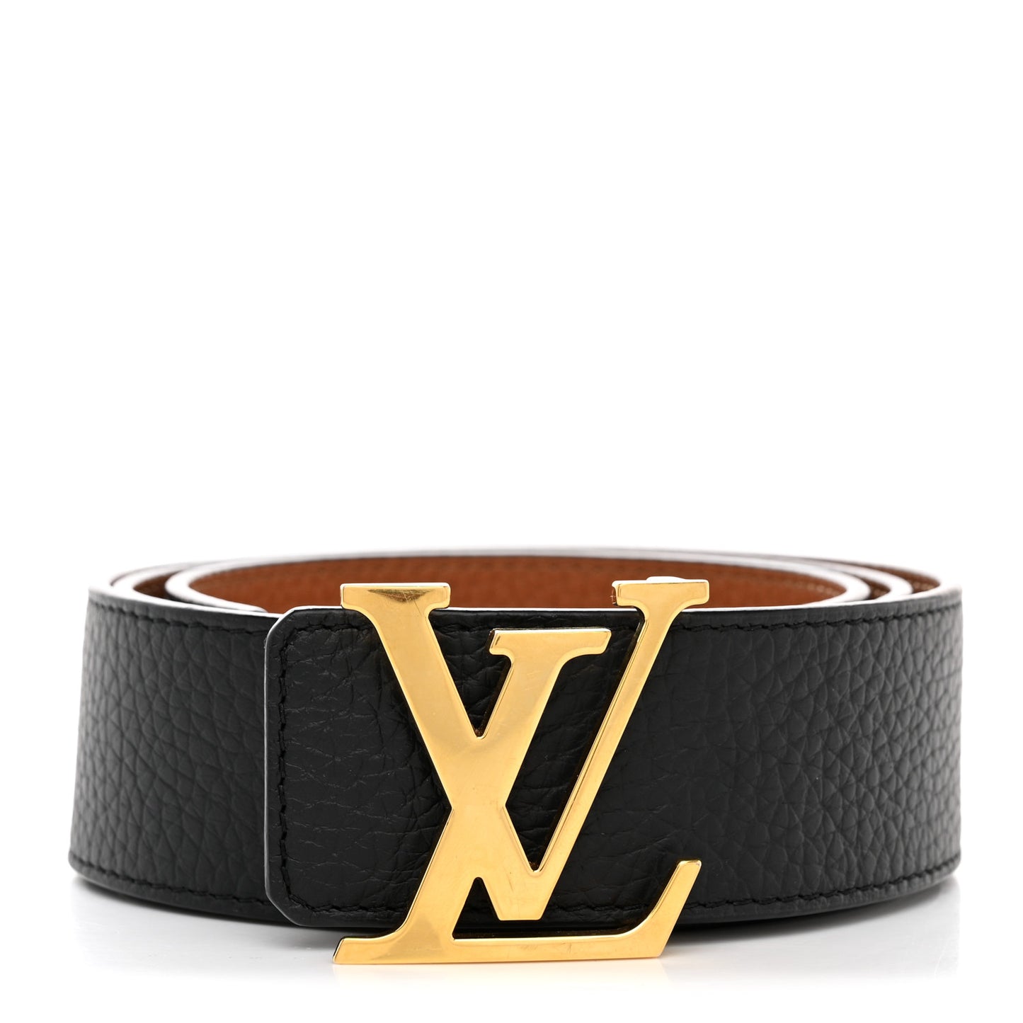 Taurillon Calfskin 30mm LV Initiales Reversible Belt 85 34 Black