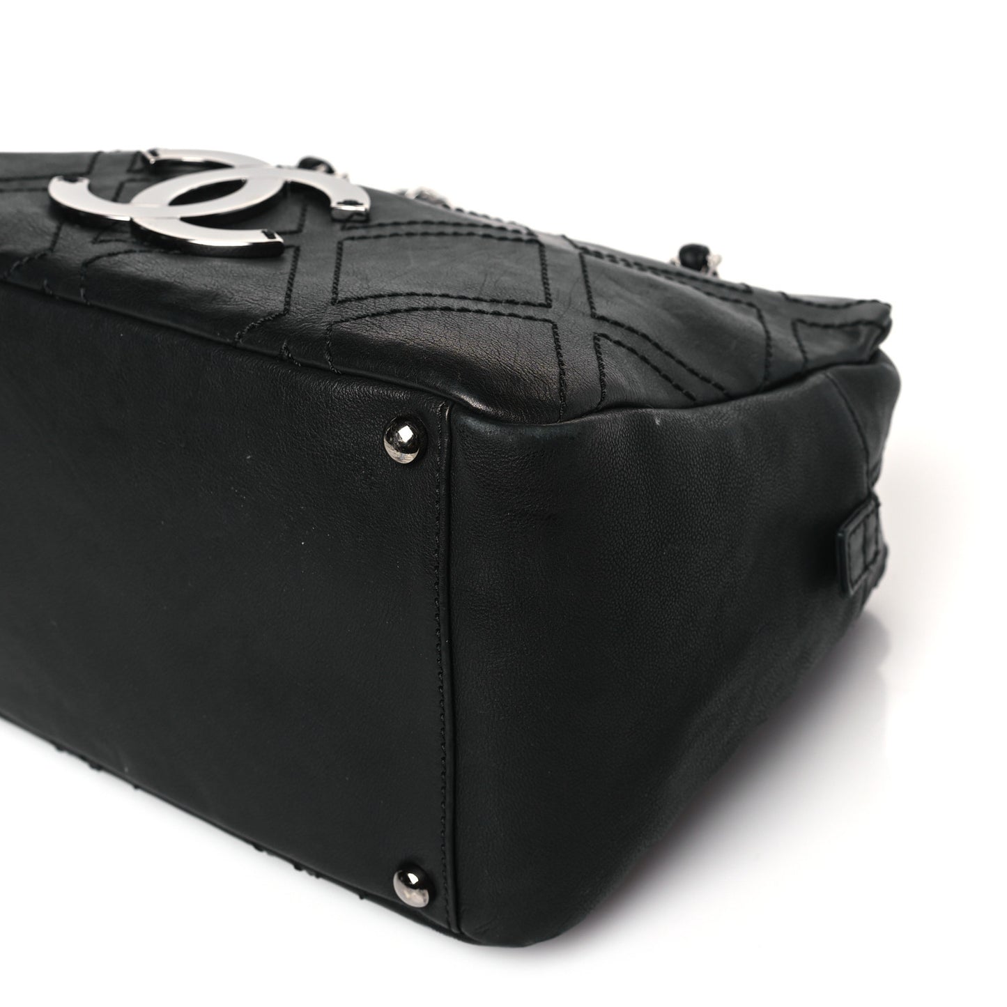 Calfskin Small Diamond Stitch Tote Black