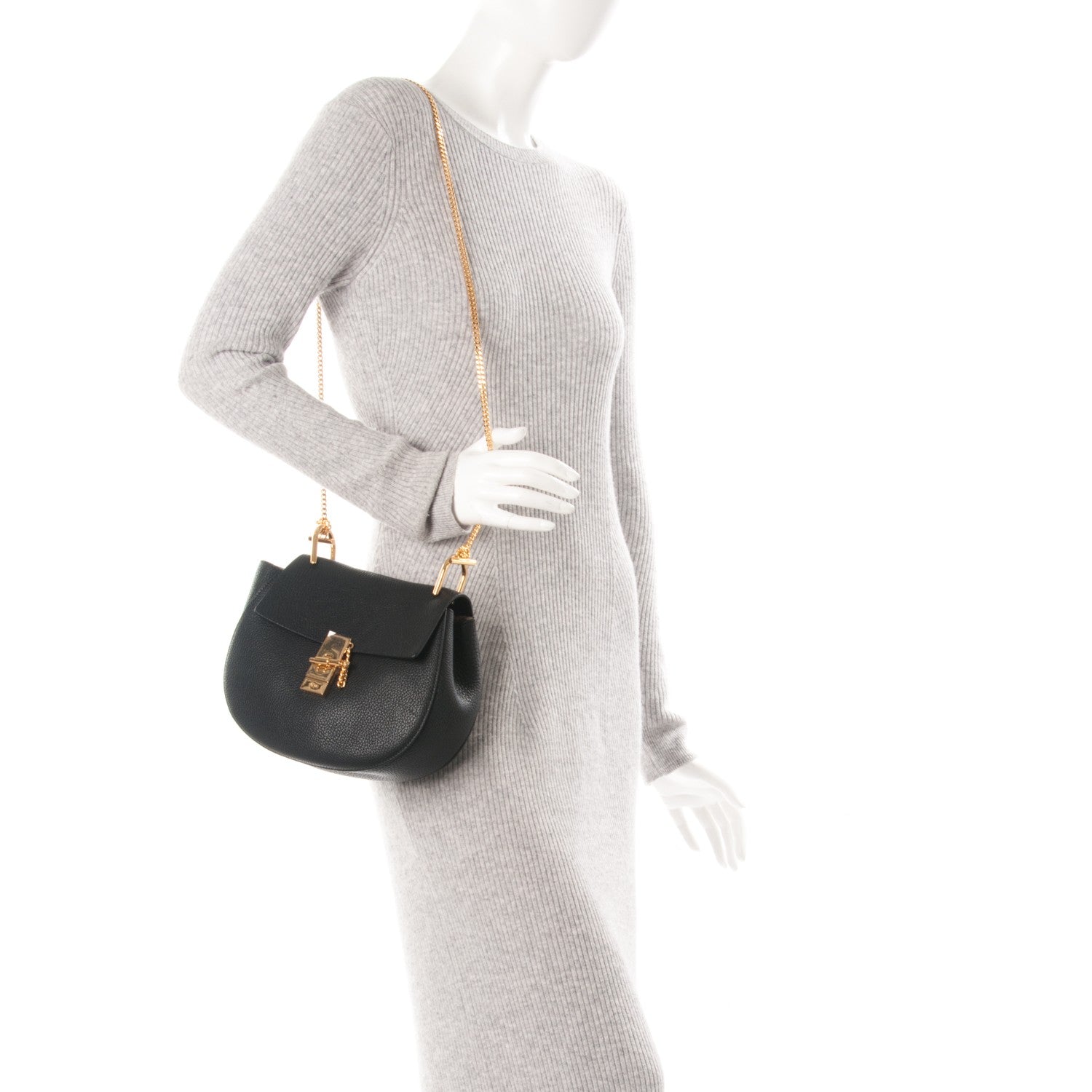 Chloe Grained Lambskin Drew Shoulder Bag Black 2 of 7