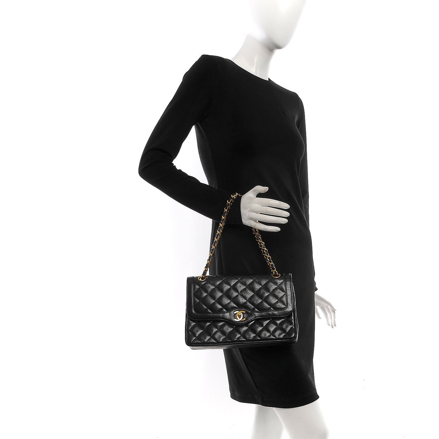Lambskin Quilted Medium Double Flap Black