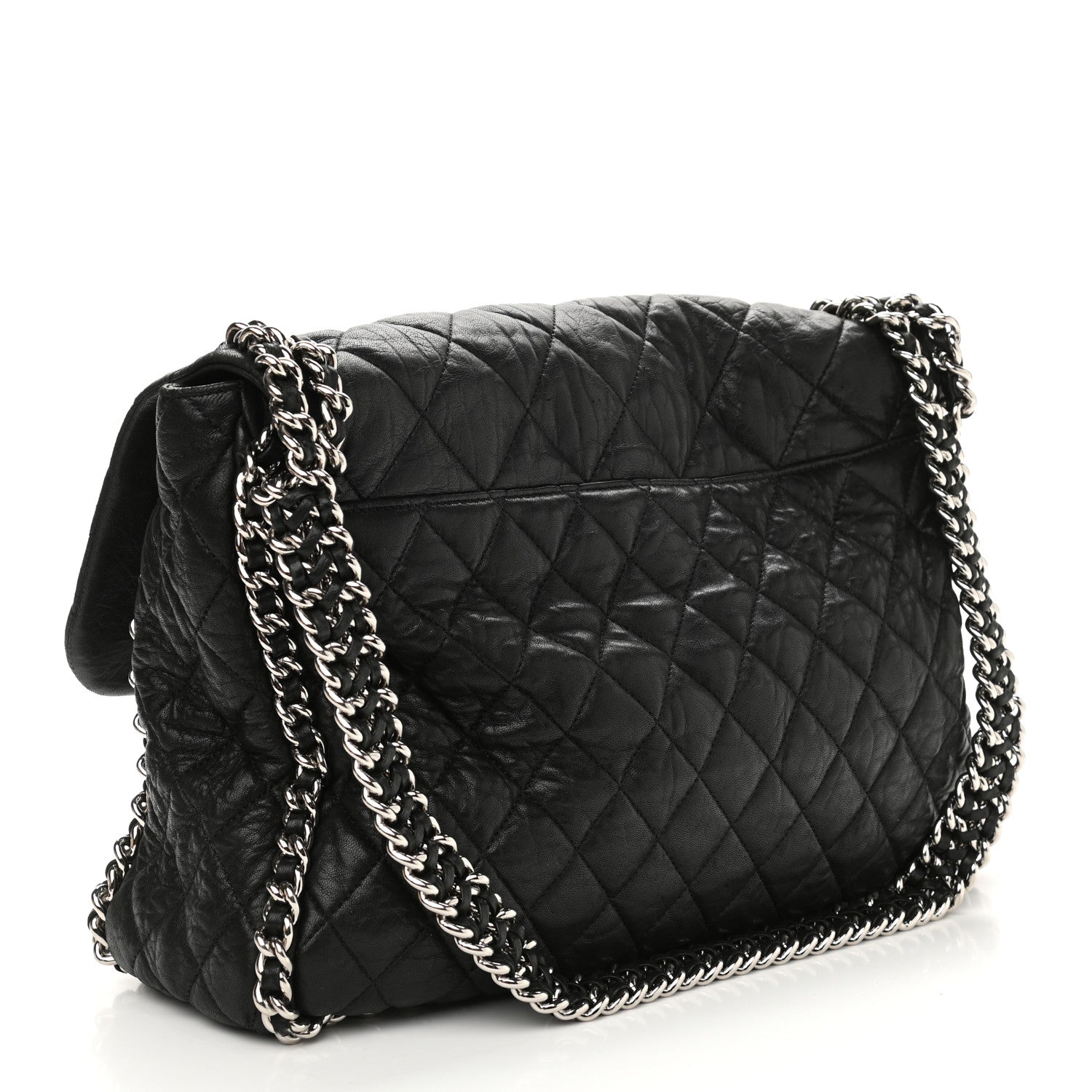 Chanel Washed Lambskin Quilted Maxi Chain Around Flap Black 3 of 10