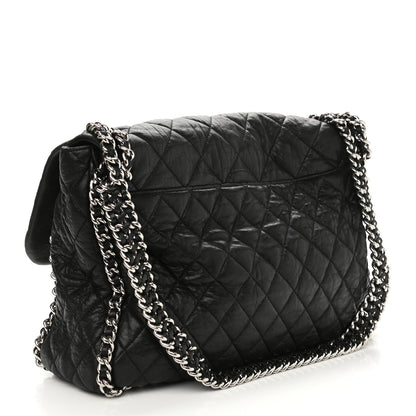 Chanel Washed Lambskin Quilted Maxi Chain Around Flap Black 3 of 10