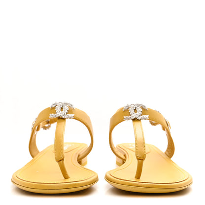 Chanel Lambskin CC Leaf Thong Sandals 36 Yellow 3 of 10