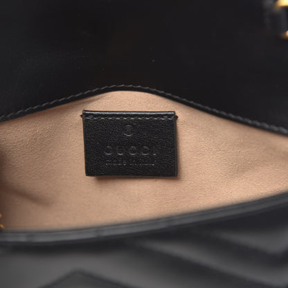 Gucci Calfskin Matelasse Super Mini GG Marmont Shoulder Bag Black 6 of 11