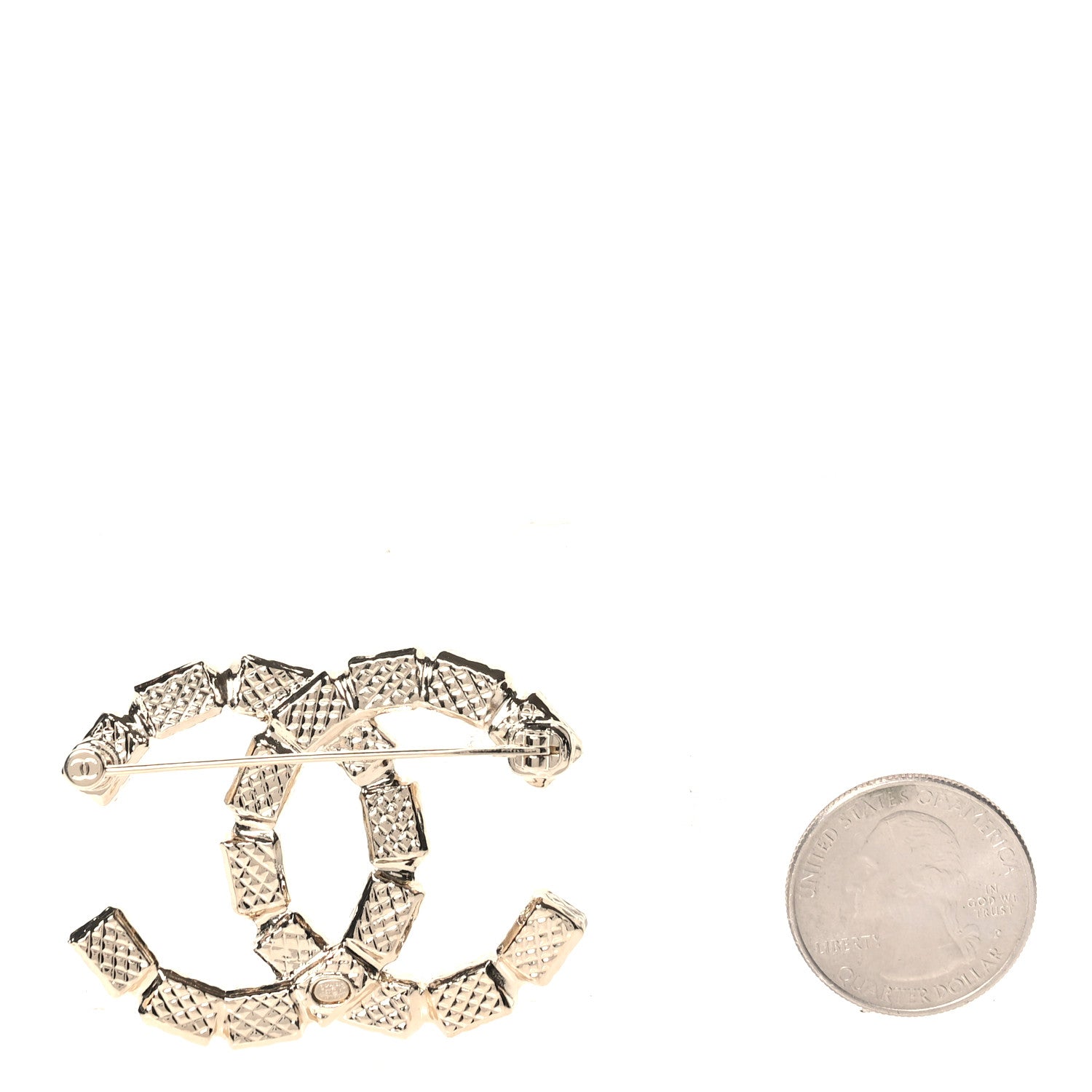 Chanel Baguette Crystal CC Brooch Gold 2 of 4