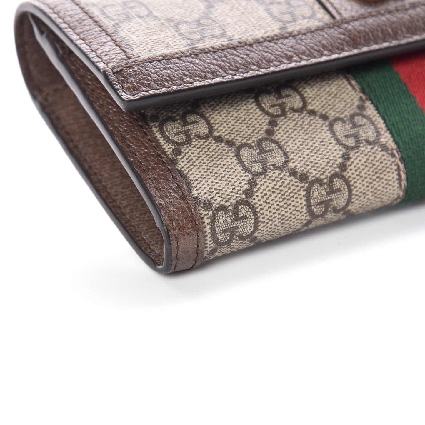 GG Supreme Monogram Web Ophidia Continental Wallet Brown