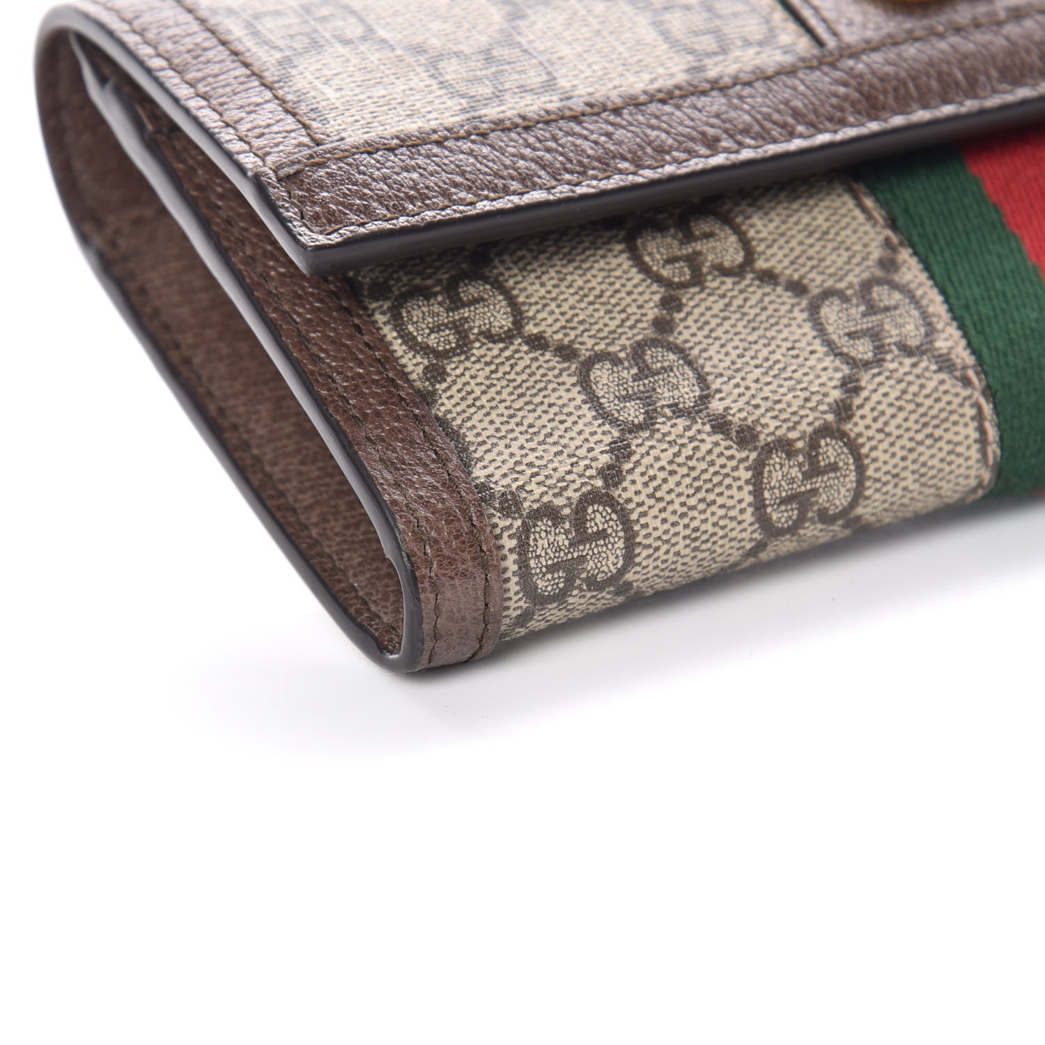 Gucci GG Supreme Monogram Web Ophidia Continental Wallet Brown 6 of 10