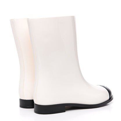 Chanel Rubber Rain Boots 38 Ivory Black 4 of 9