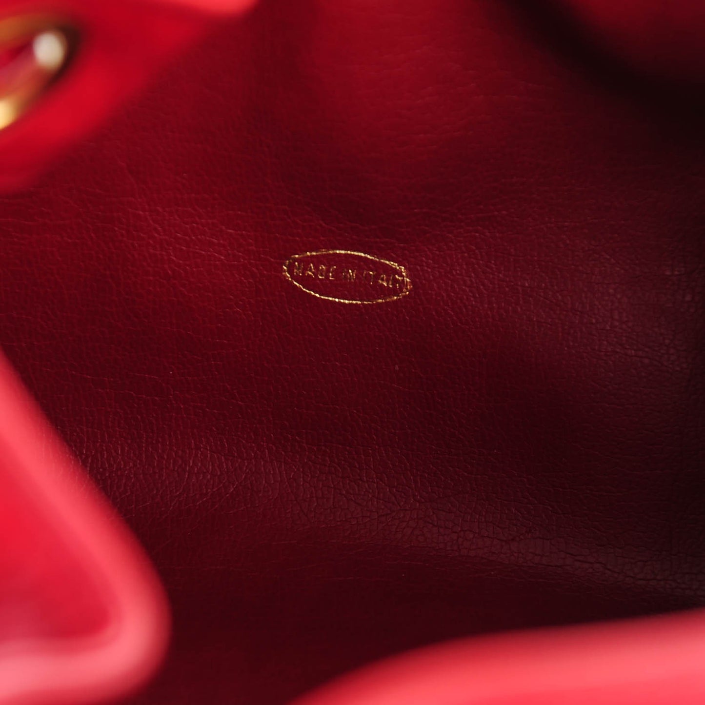 Lambskin Drawstring CC Shoulder Bag Red