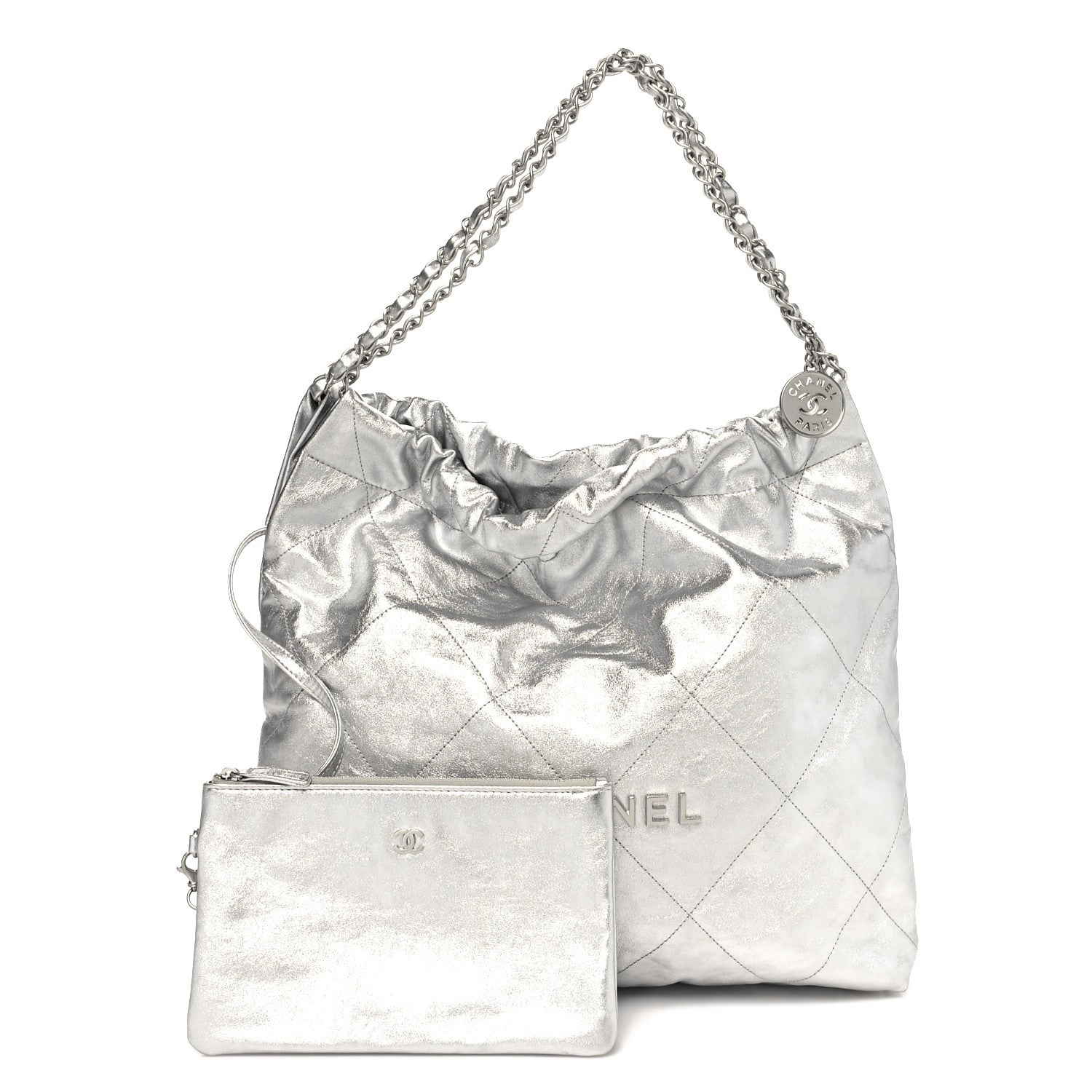Chanel Metallic Calfskin Quilted Chanel 22 Silver 3 of 12