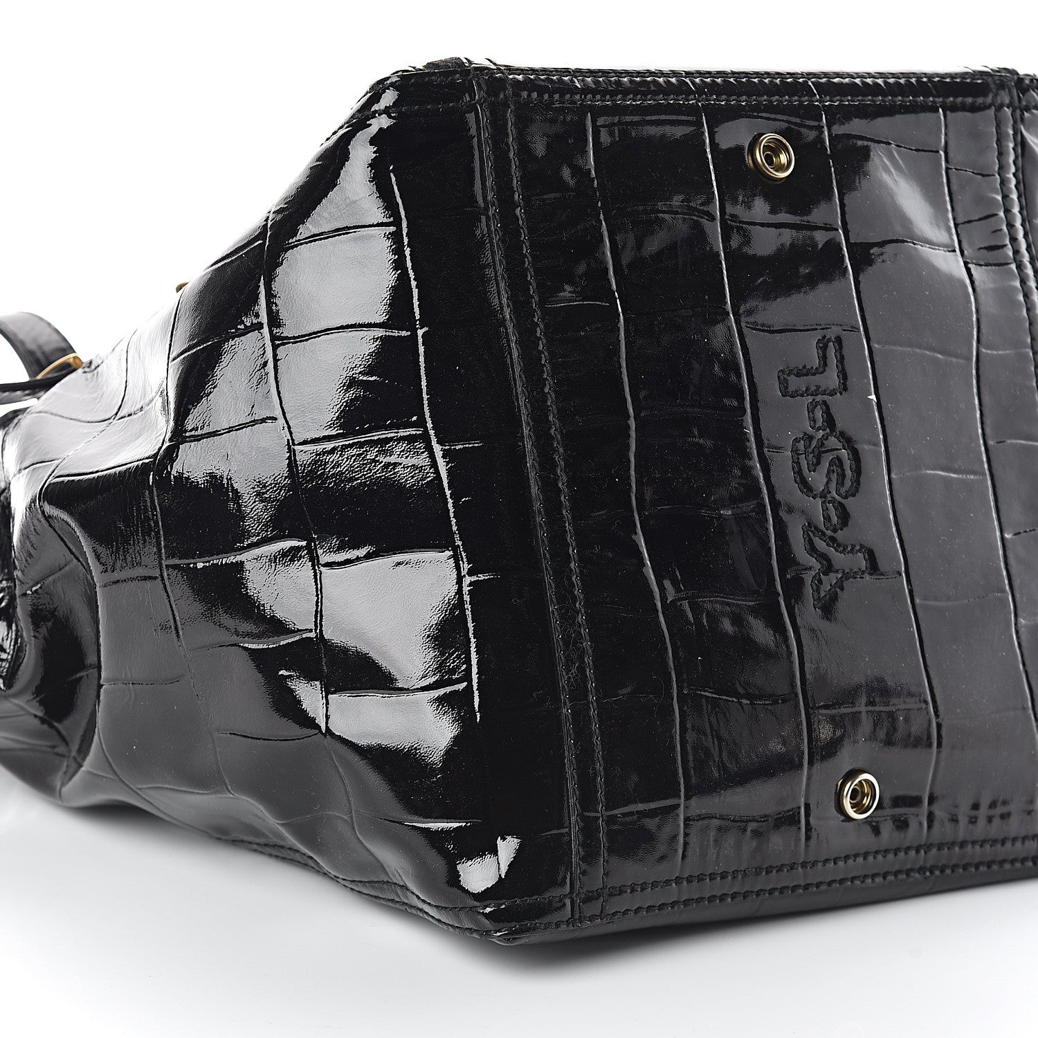 Saint Laurent Patent Crocodile Embossed Medium Downtown Tote Black 7 of 8