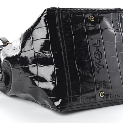 Saint Laurent Patent Crocodile Embossed Medium Downtown Tote Black 7 of 8