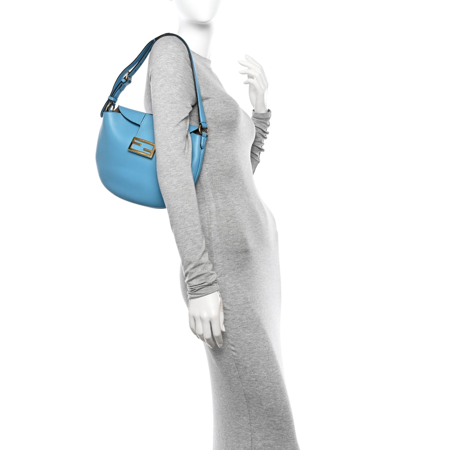 Vitello Grace Suede Small Croissant Hobo Cyber Blue