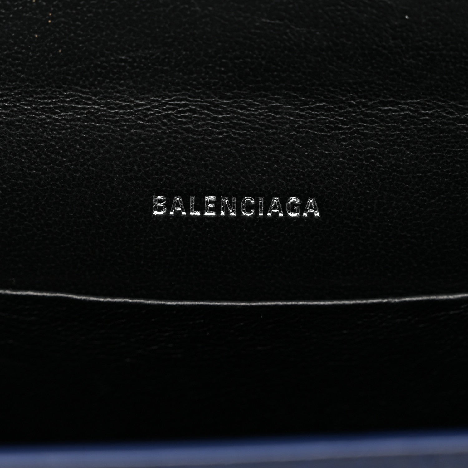 Balenciaga Shiny Calfskin Crocodile Embossed XS Sharp Top Handle Bag Navy 6 of 10