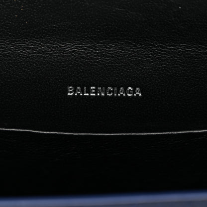Balenciaga Shiny Calfskin Crocodile Embossed XS Sharp Top Handle Bag Navy 6 of 10