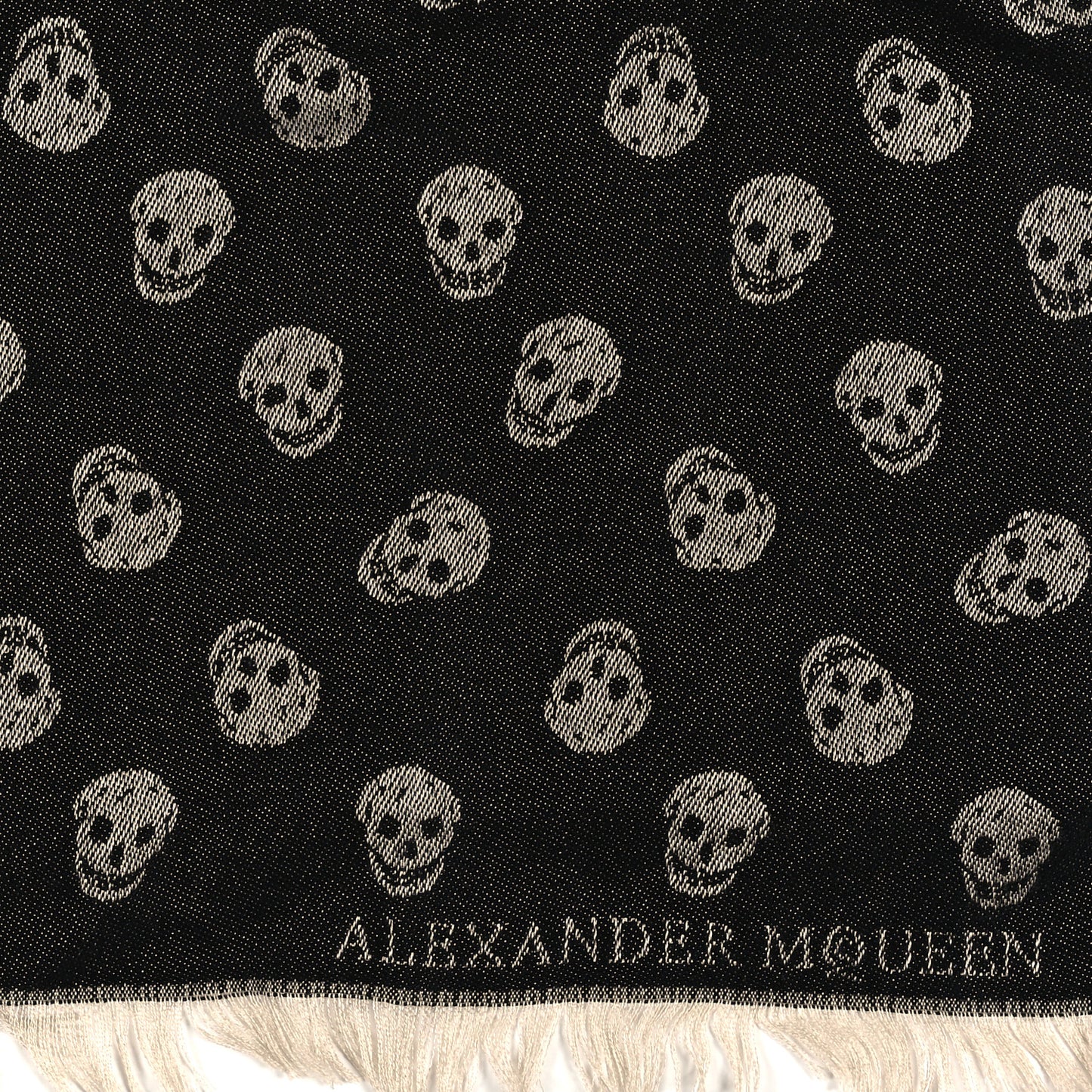 Wool Skull Scarf Ivory Black