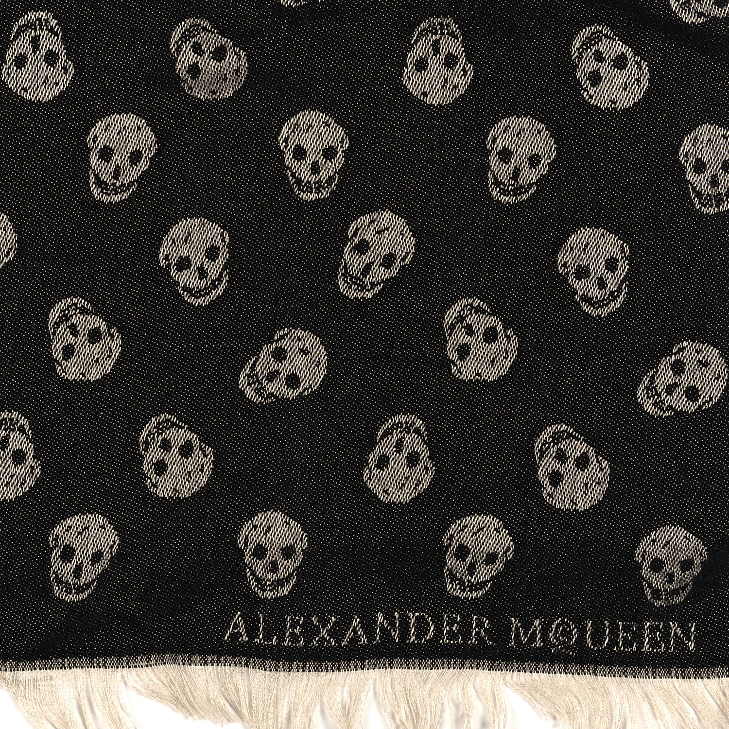 Alexander McQueen Wool Skull Scarf Ivory Black 3 of 4
