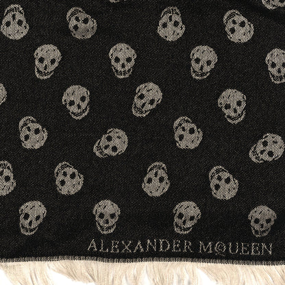 Alexander McQueen Wool Skull Scarf Ivory Black 3 of 4