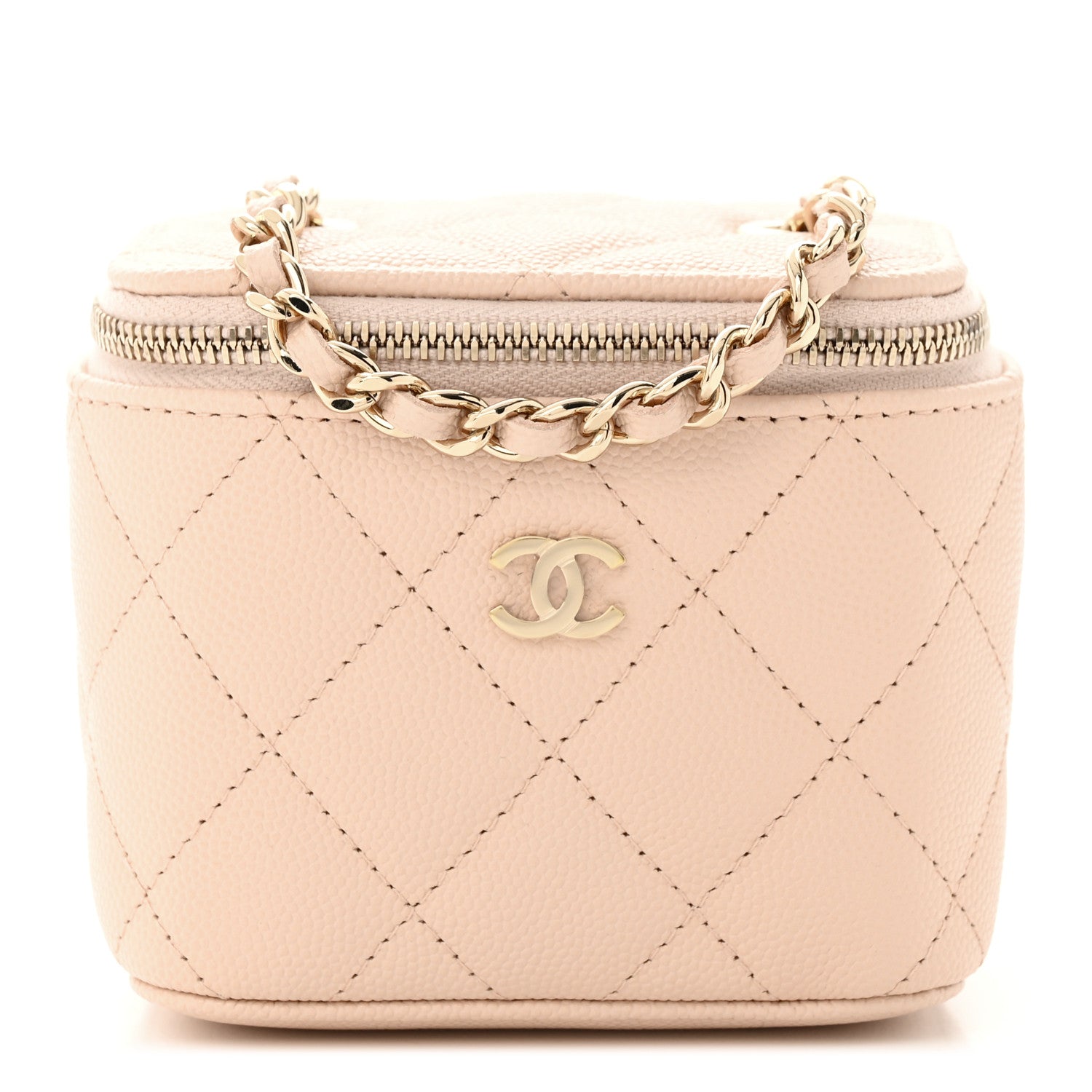Chanel Caviar Quilted Mini Vanity Case With Chain Light Beige 1 of 11