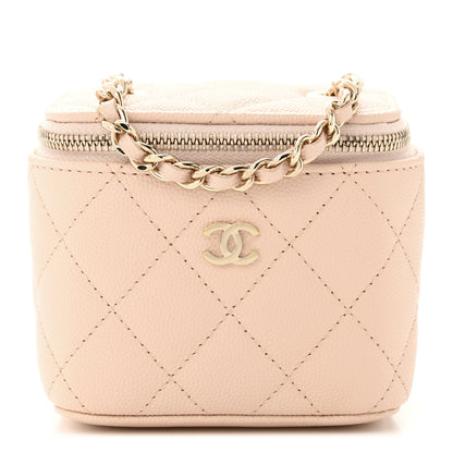 Chanel Caviar Quilted Mini Vanity Case With Chain Light Beige 1 of 11