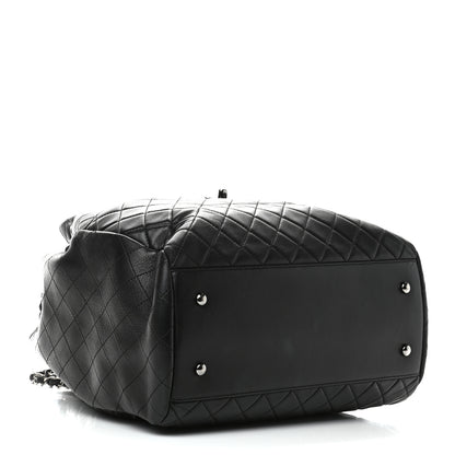 Chanel Lambskin Quilted Large Drawstring Bag Black 4 of 9