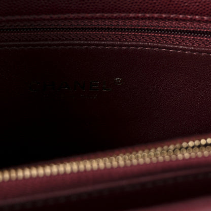 Chanel Caviar Lizard Quilted Small Coco Handle Flap Burgundy 6 of 10