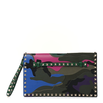 Valentino Garavani Nappa Canvas Camouflage Rockstud Wristlet Clutch Multicolor 1 of 7