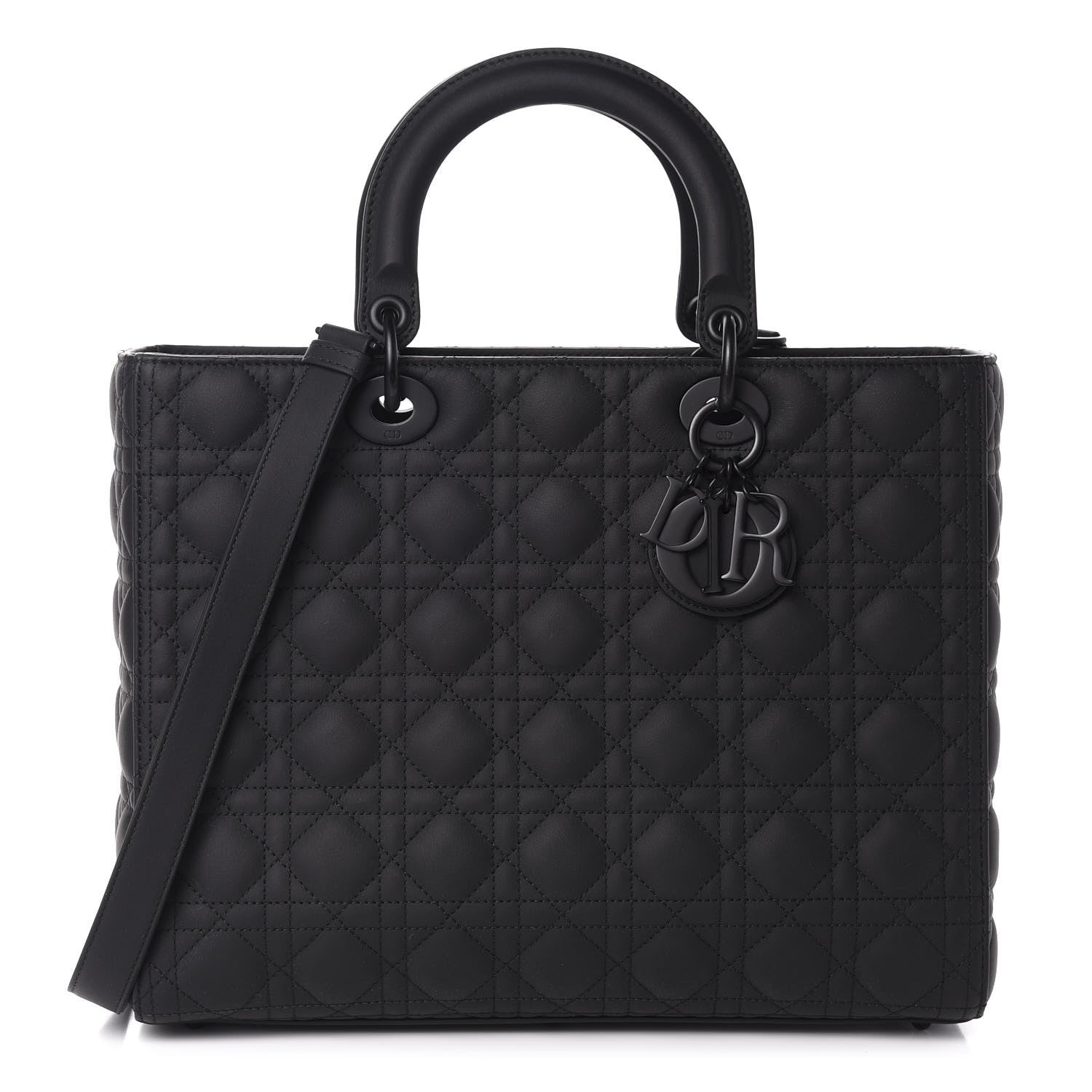 Christian Dior Ultra Matte Calfskin Cannage Large Lady Dior Black 1 of 10